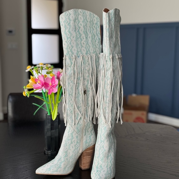 Dingo Kitty Kat Turquoise Boots Size 7.5 - Picture 1 of 8